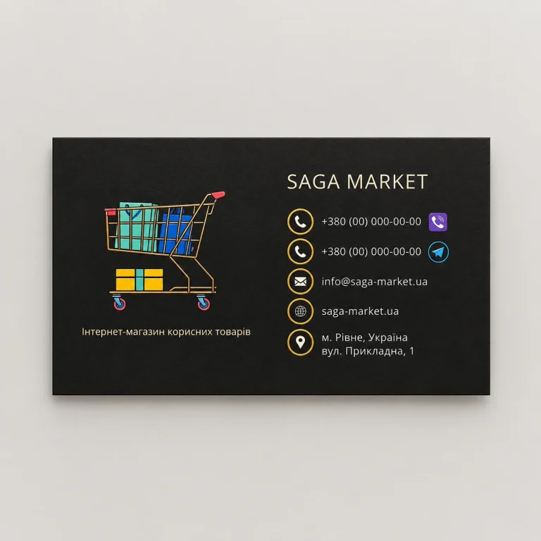 Візитка SAGA MARKET — приклад роботи